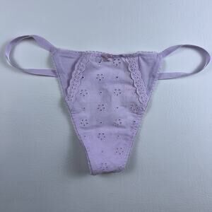 Victoria's Secret Eyelet Cotton V-String Thong Panty VS Purple Lilac Size.M NWT